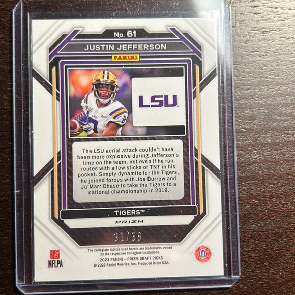 2023 Justin Jefferson Draft Picks Orange Finate SP /39 🔥🔥🔥 RARE! - Picture 2 of 2